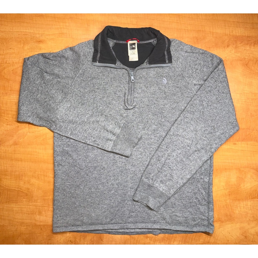 The North Face Mens Gray Wool Blend Quarter Zip Pullover Sweater Large